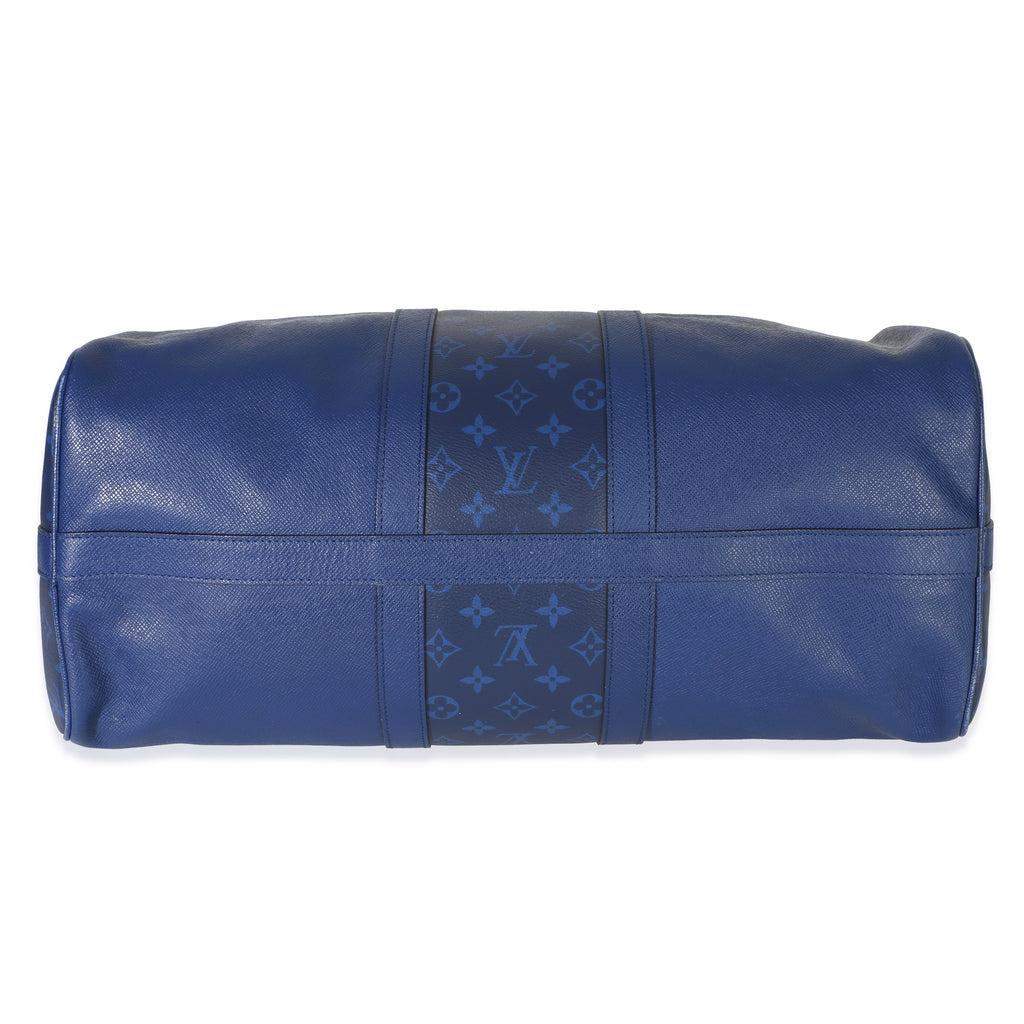 Louis Vuitton Blue Monogram Eclipse Taiga Keepall Bandouliere 45