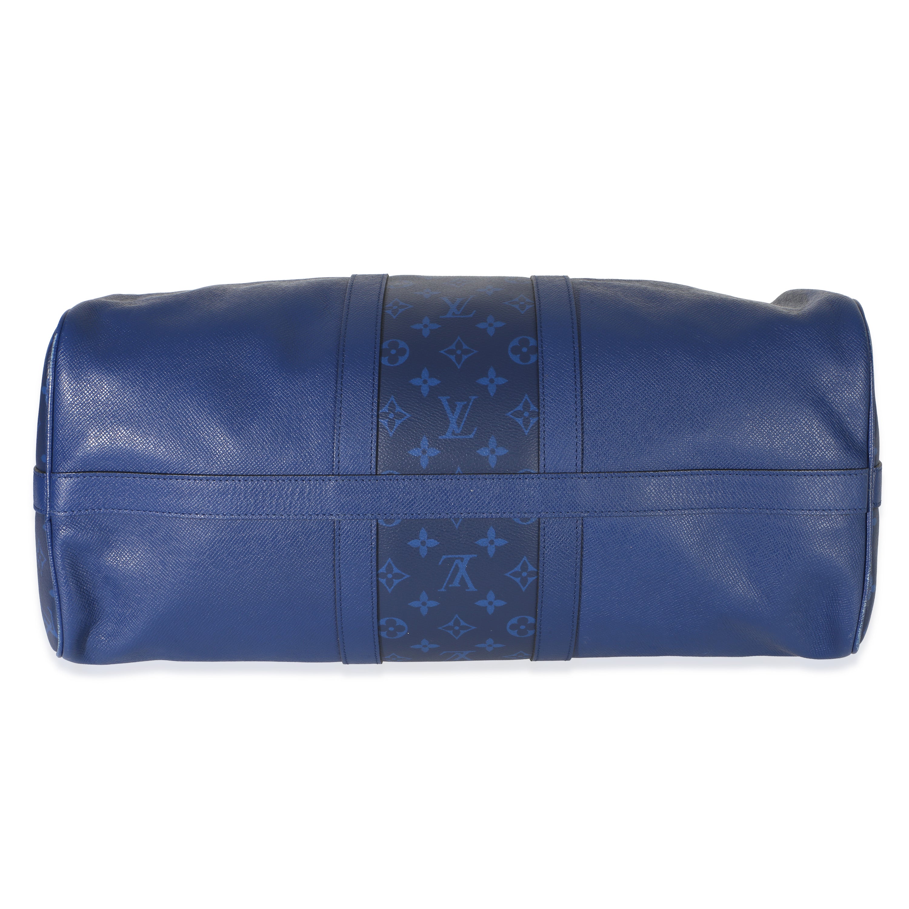 Louis Vuitton Blue Monogram Eclipse Taiga Keepall Bandouliere 45