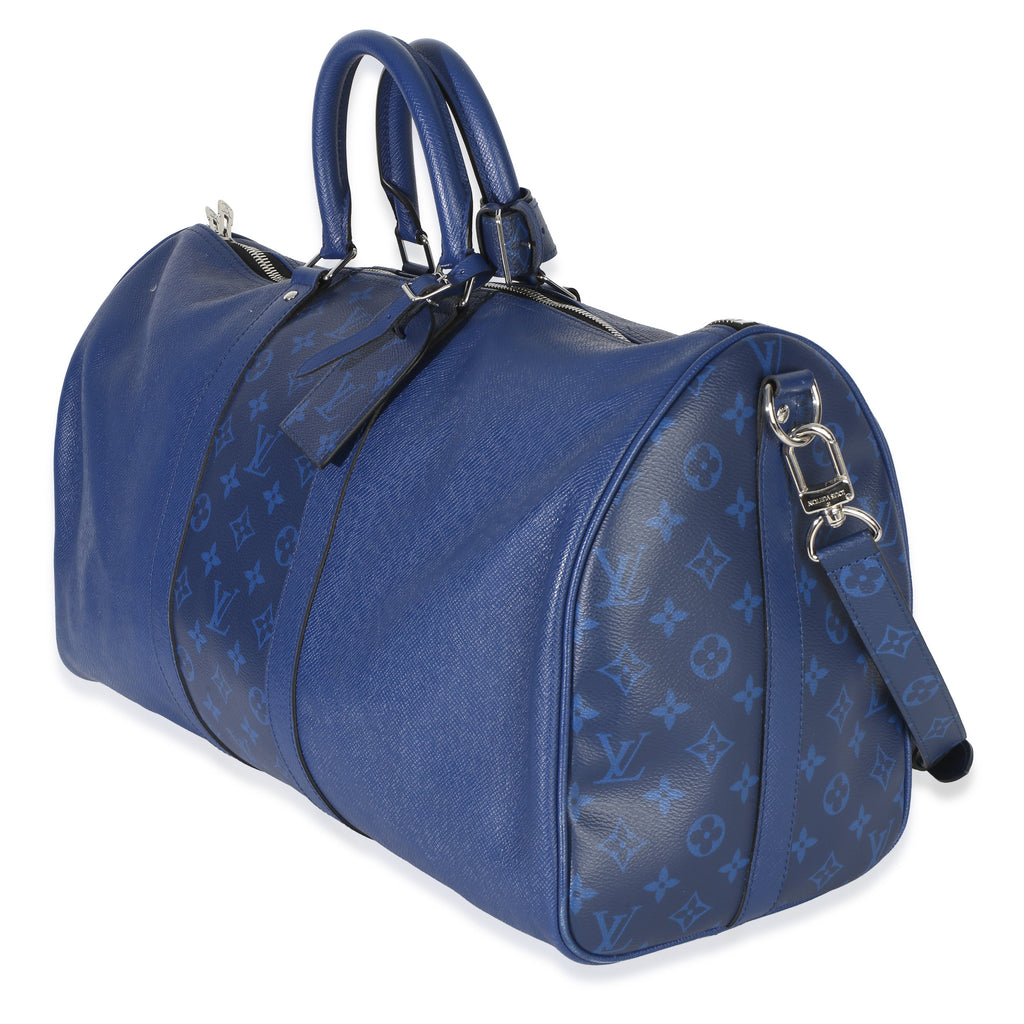 Louis Vuitton Blue Monogram Eclipse Taiga Keepall Bandouliere 45