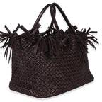 Burgundy Nappa Intrecciato Fringe Oversized Cabat Tote