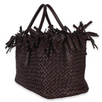 Burgundy Nappa Intrecciato Fringe Oversized Cabat Tote