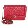 Chanel Red Quilted Lambskin Hold The Line CC Wallet On Chain