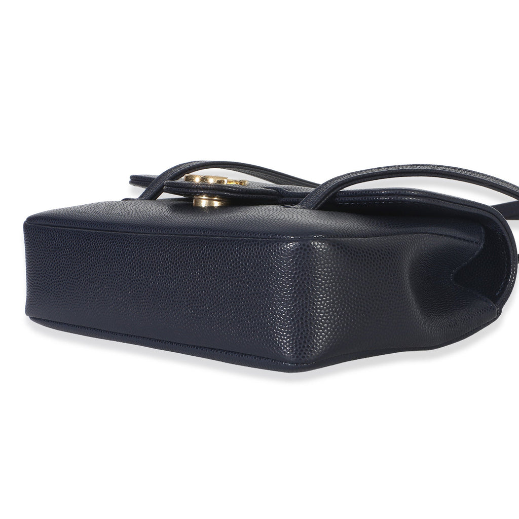Chanel Navy Grained Shiny Calfskin Preppy Flap Bag