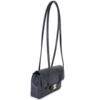 Chanel Navy Grained Shiny Calfskin Preppy Flap Bag