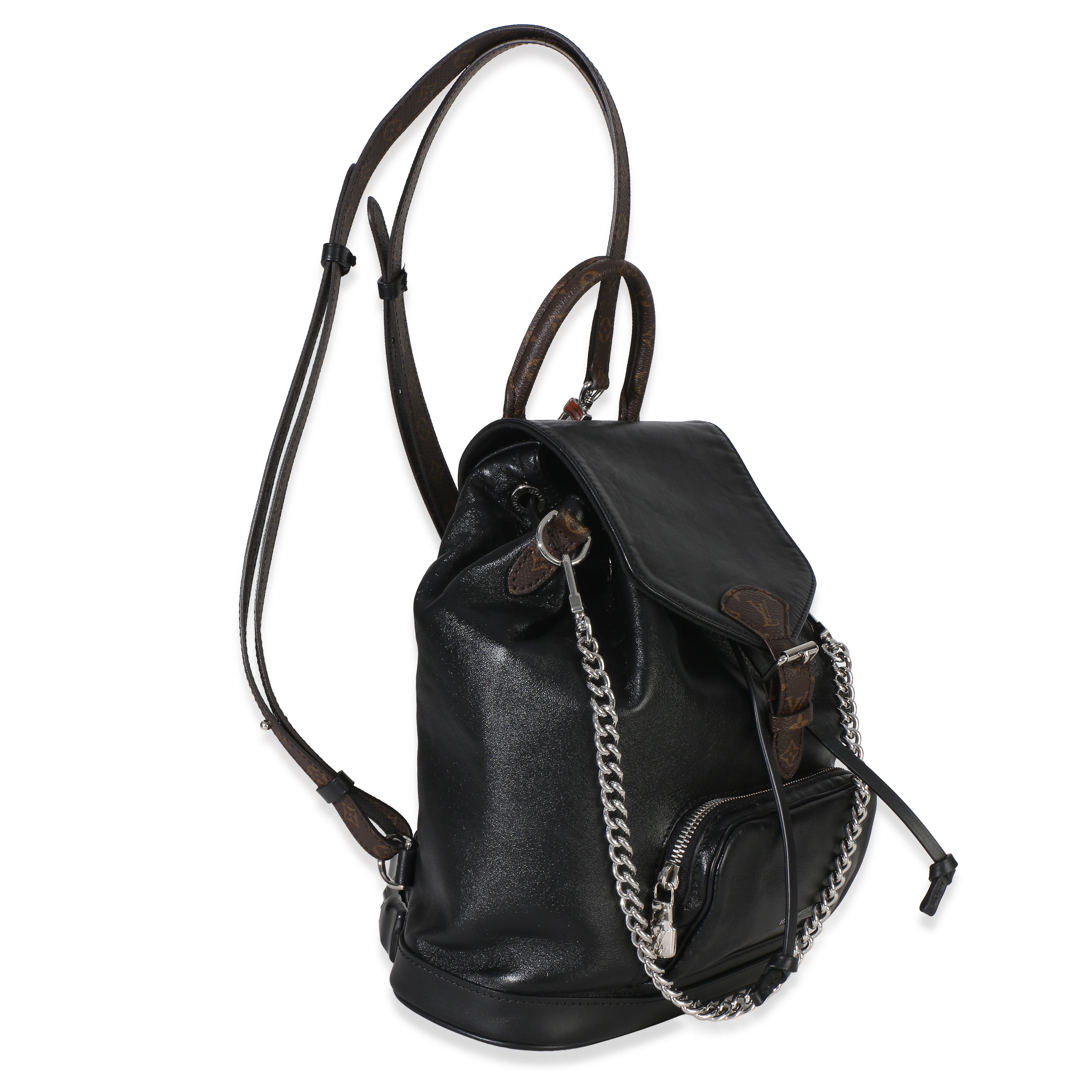 Louis Vuitton Black Lambskin Monogram Canvas Montsouris Vibe PM