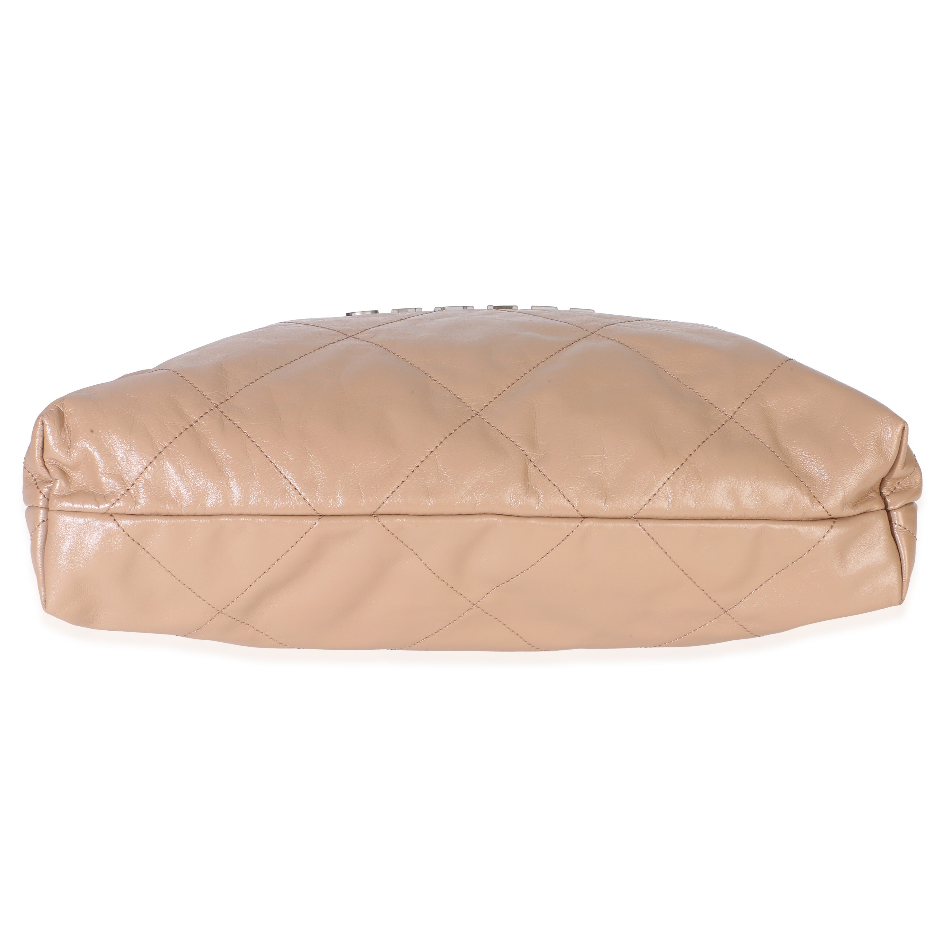 Chanel Beige Shiny Quilted Calfskin Small Chanel 22 Hobo