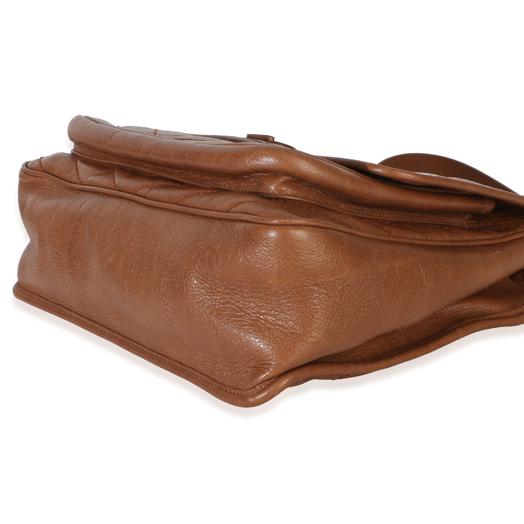 Saint Laurent Caramel Crinkled Calfskin Matelasse Medium Niki Chain Satchel