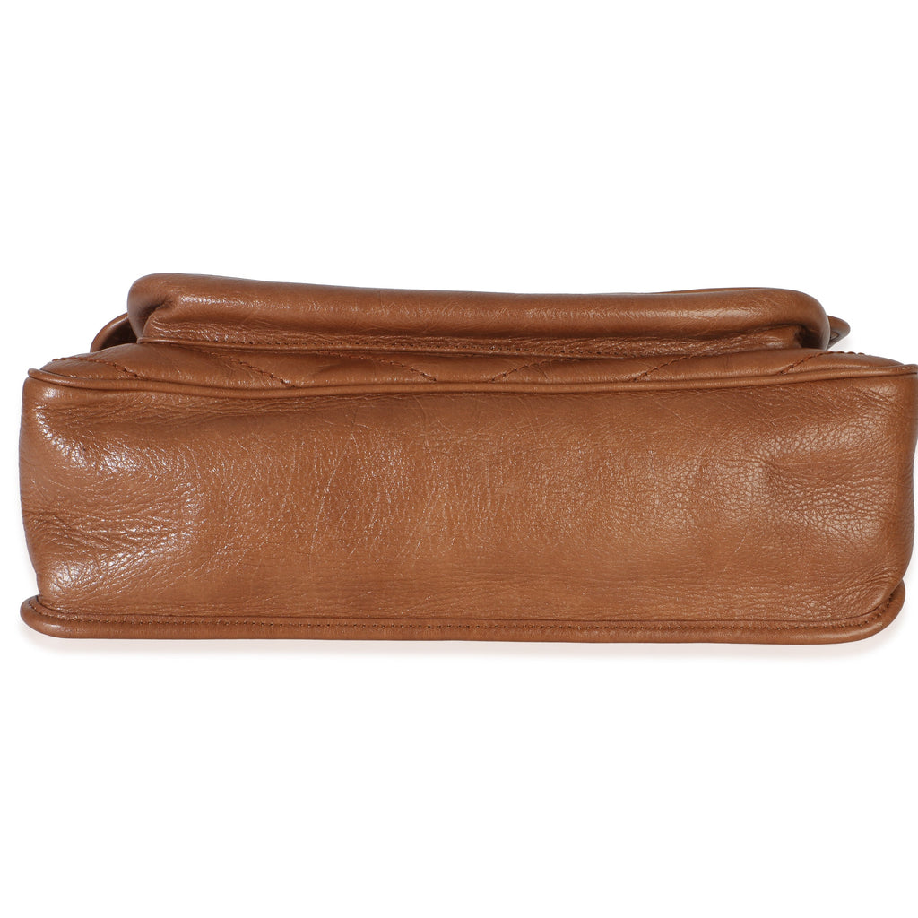 Saint Laurent Caramel Crinkled Calfskin Matelasse Medium Niki Chain Satchel