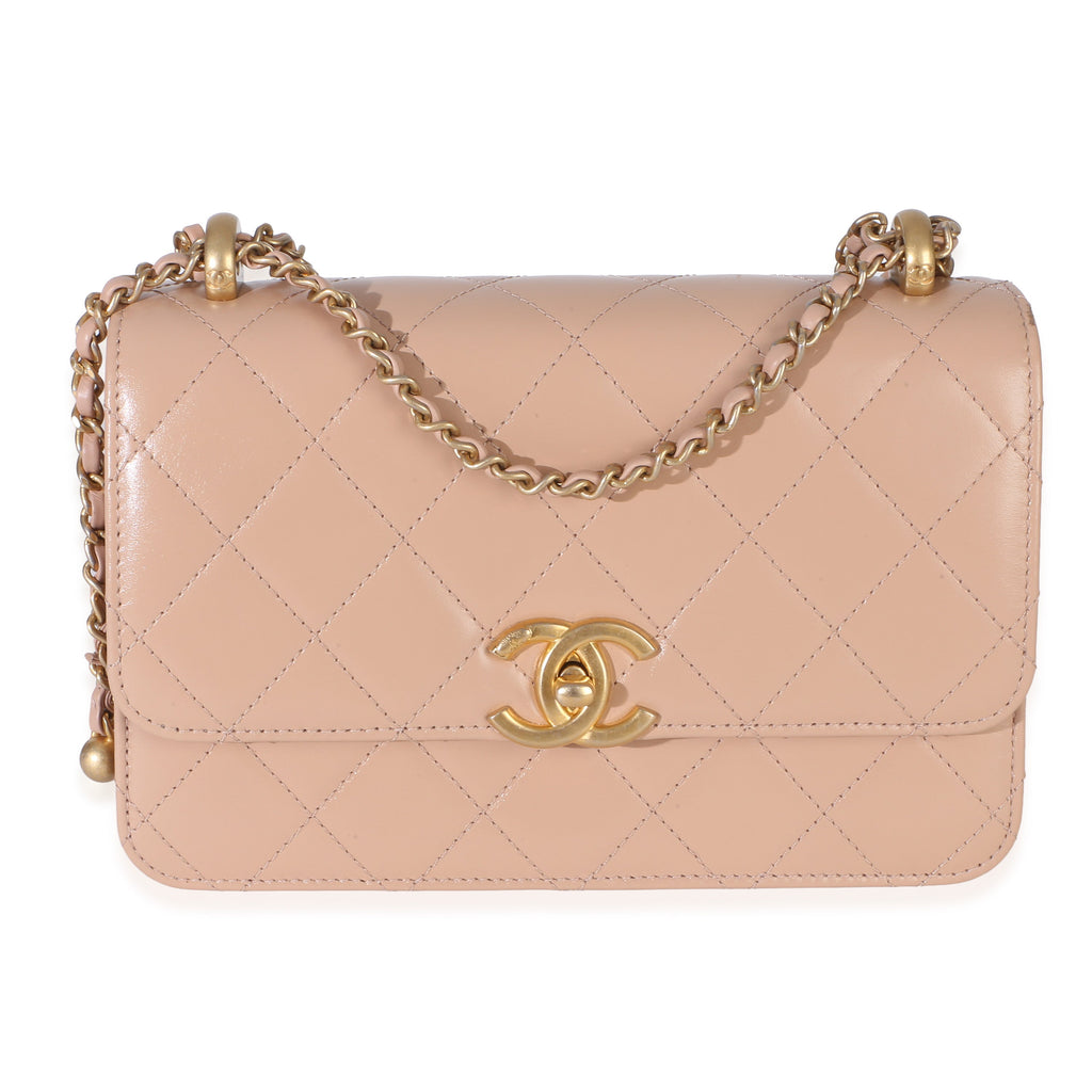 Chanel Beige Quilted Calfskin Mini Perfect Fit Flap Bag