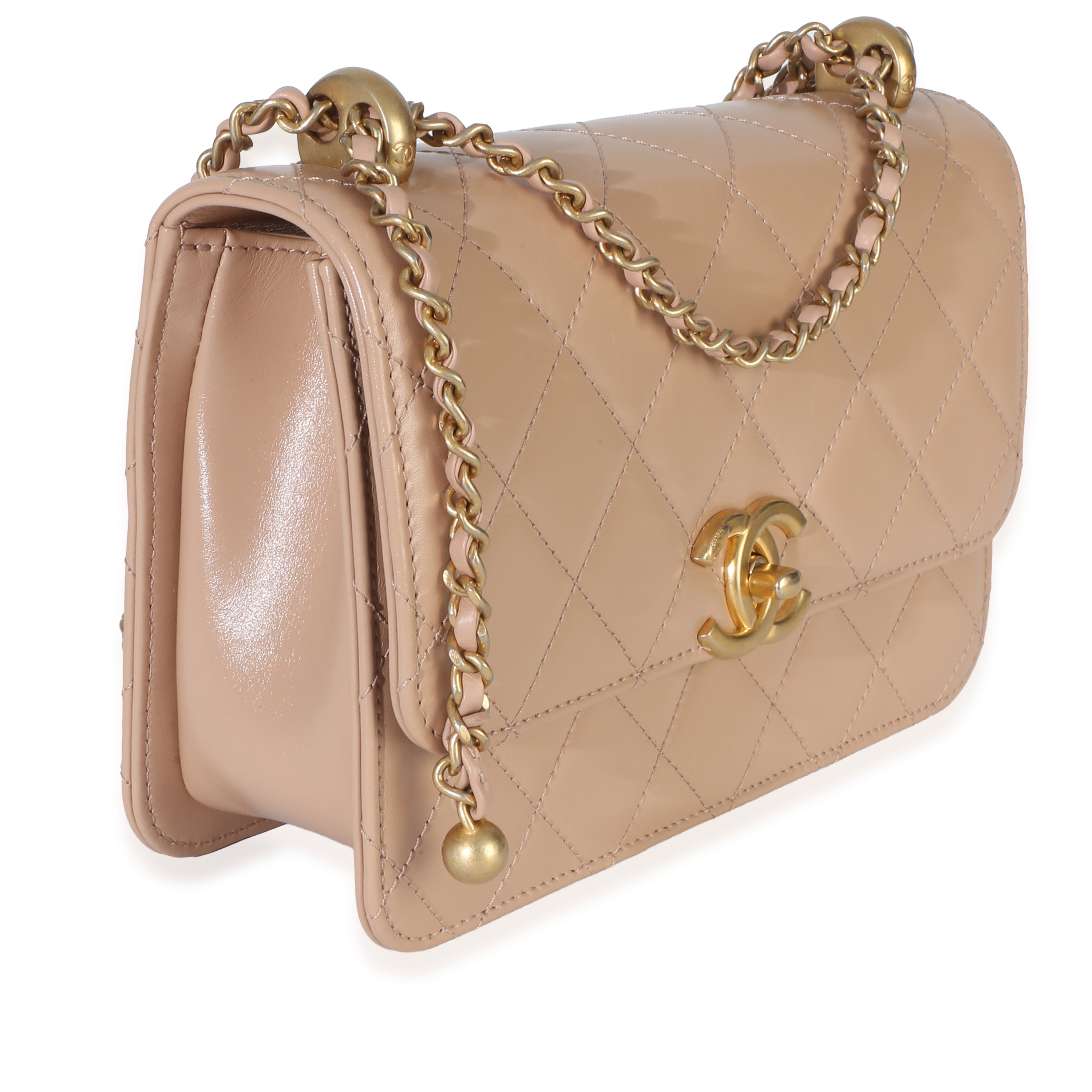 Chanel Beige Quilted Calfskin Mini Perfect Fit Flap Bag