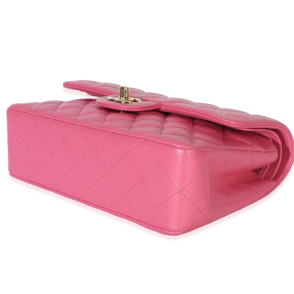 Chanel Dark Pink Quilted Caviar Small Classic Double Flap Handbag