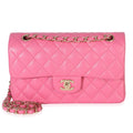 Chanel Dark Pink Quilted Caviar Small Classic Double Flap Handbag