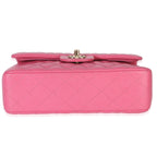 Chanel Dark Pink Quilted Caviar Small Classic Double Flap Handbag