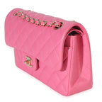 Chanel Dark Pink Quilted Caviar Small Classic Double Flap Handbag