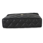 Chanel Black Quilted Caviar Top Handle Slim Vanity Handbag With Chain