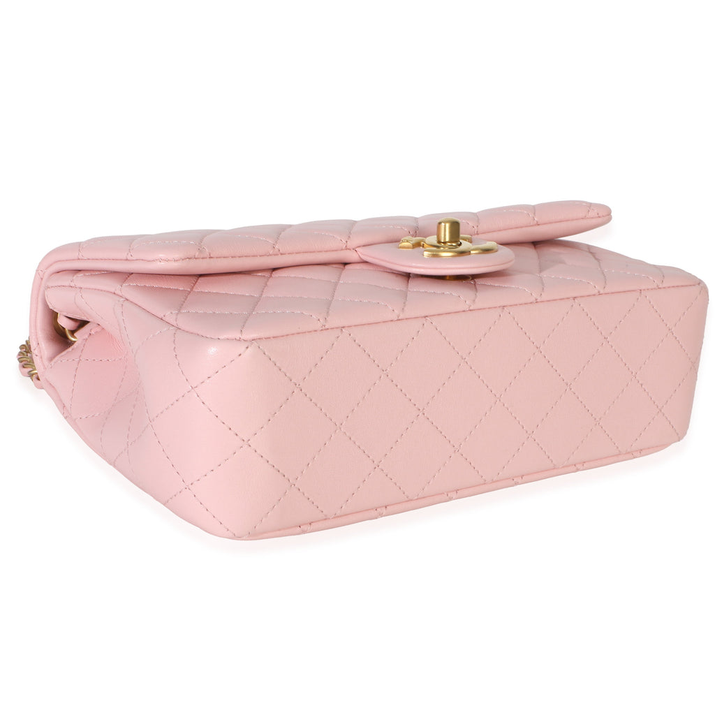 Chanel Pink Quilted Lambskin Small CC Crush Flap Bag