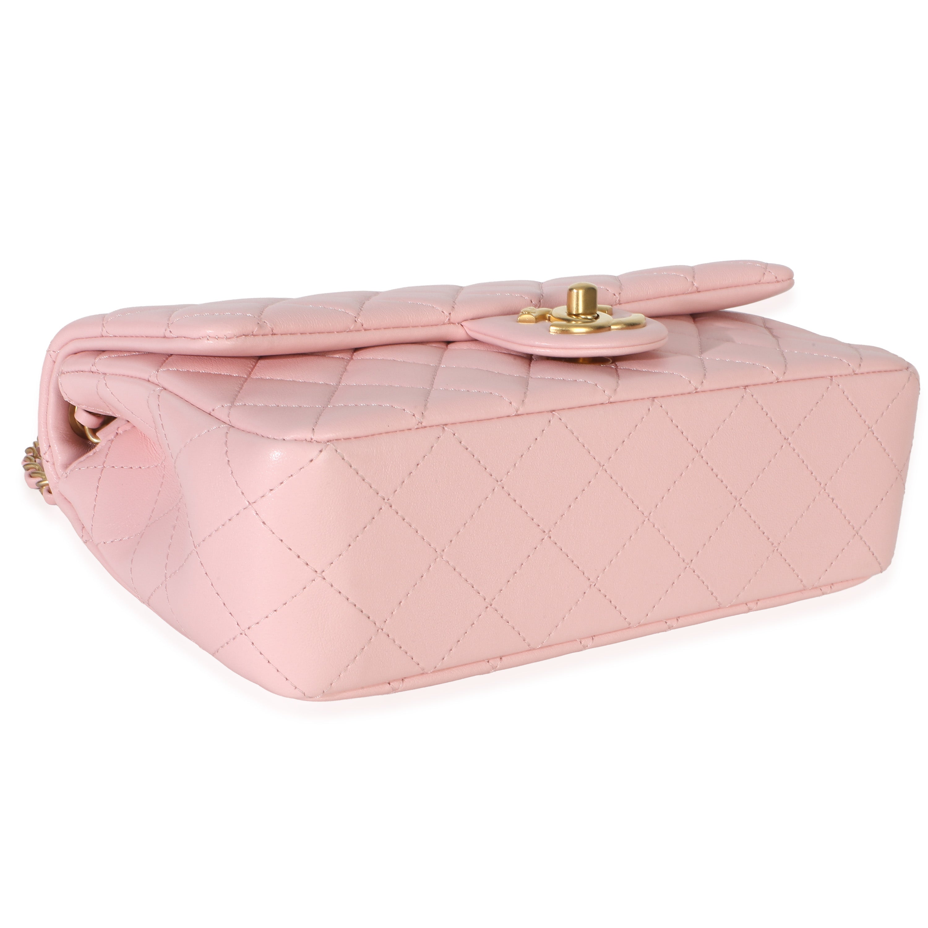 Chanel Pink Quilted Lambskin Small CC Crush Flap Bag