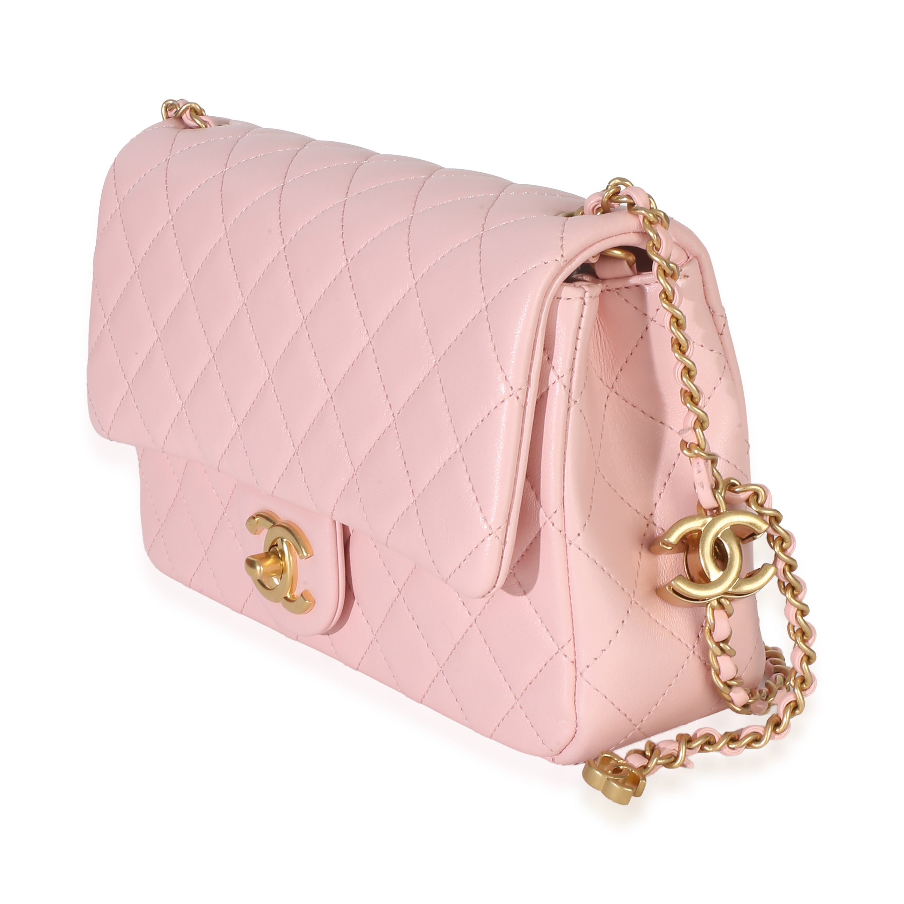 Chanel Pink Quilted Lambskin Small CC Crush Flap Bag
