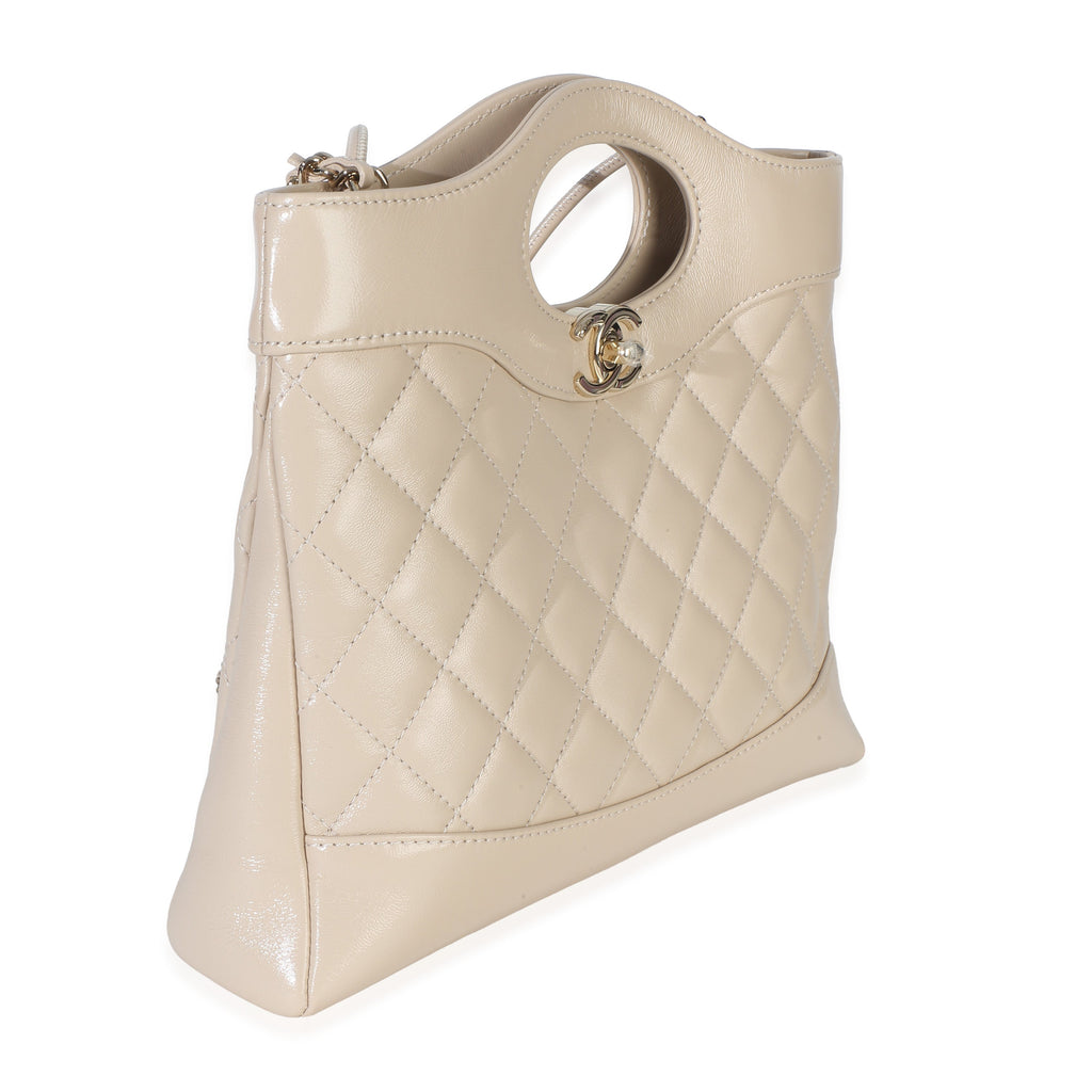 Chanel Beige Shiny Crumpled Quilted Calfskin Mini 31 Shopping Bag