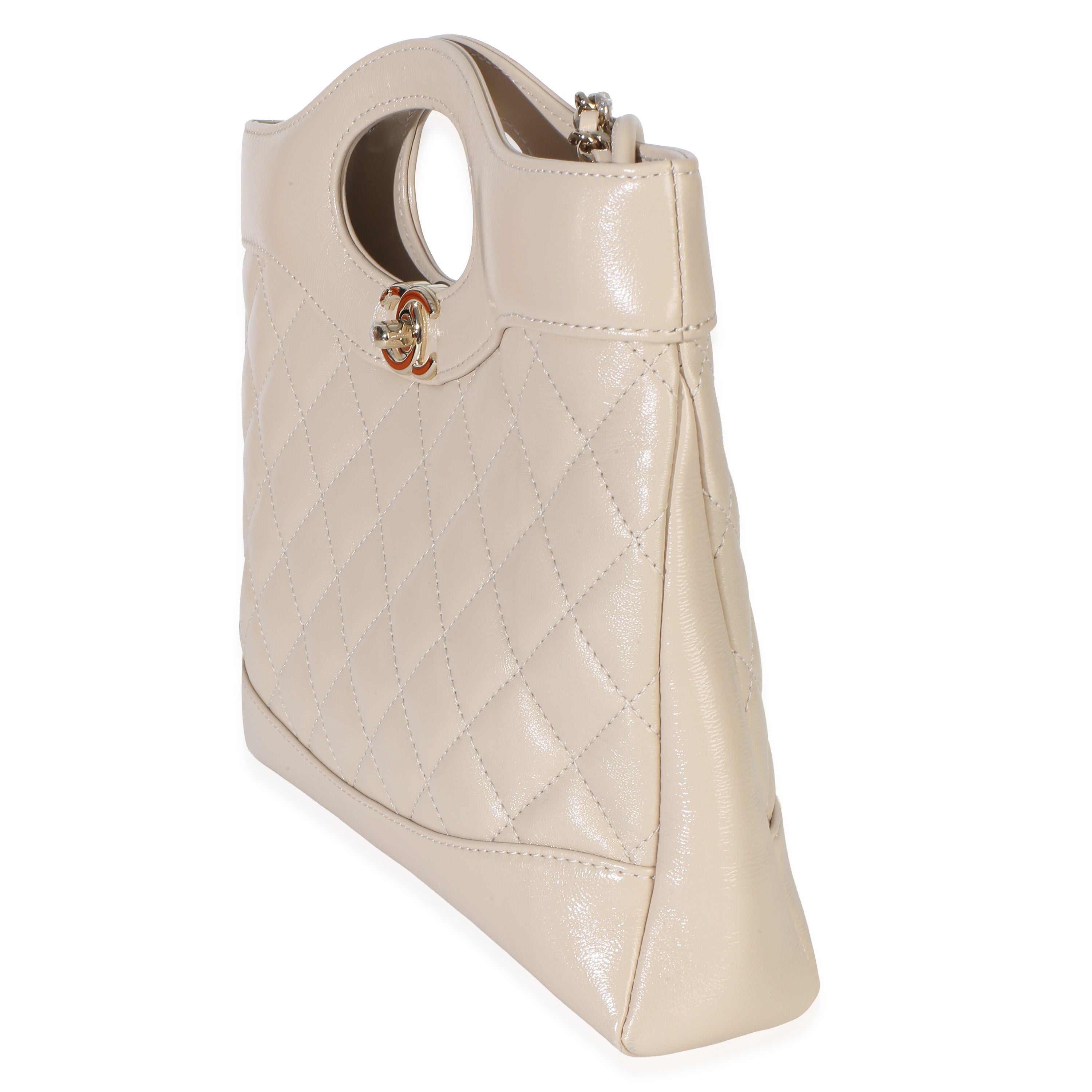 Chanel Beige Shiny Crumpled Quilted Calfskin Mini 31 Shopping Bag