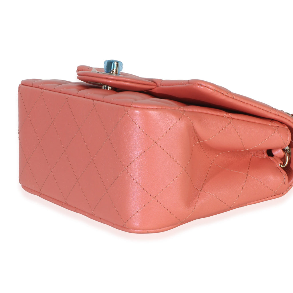 Chanel Iridescent Pink Quilted Lambskin Mini Square Flap