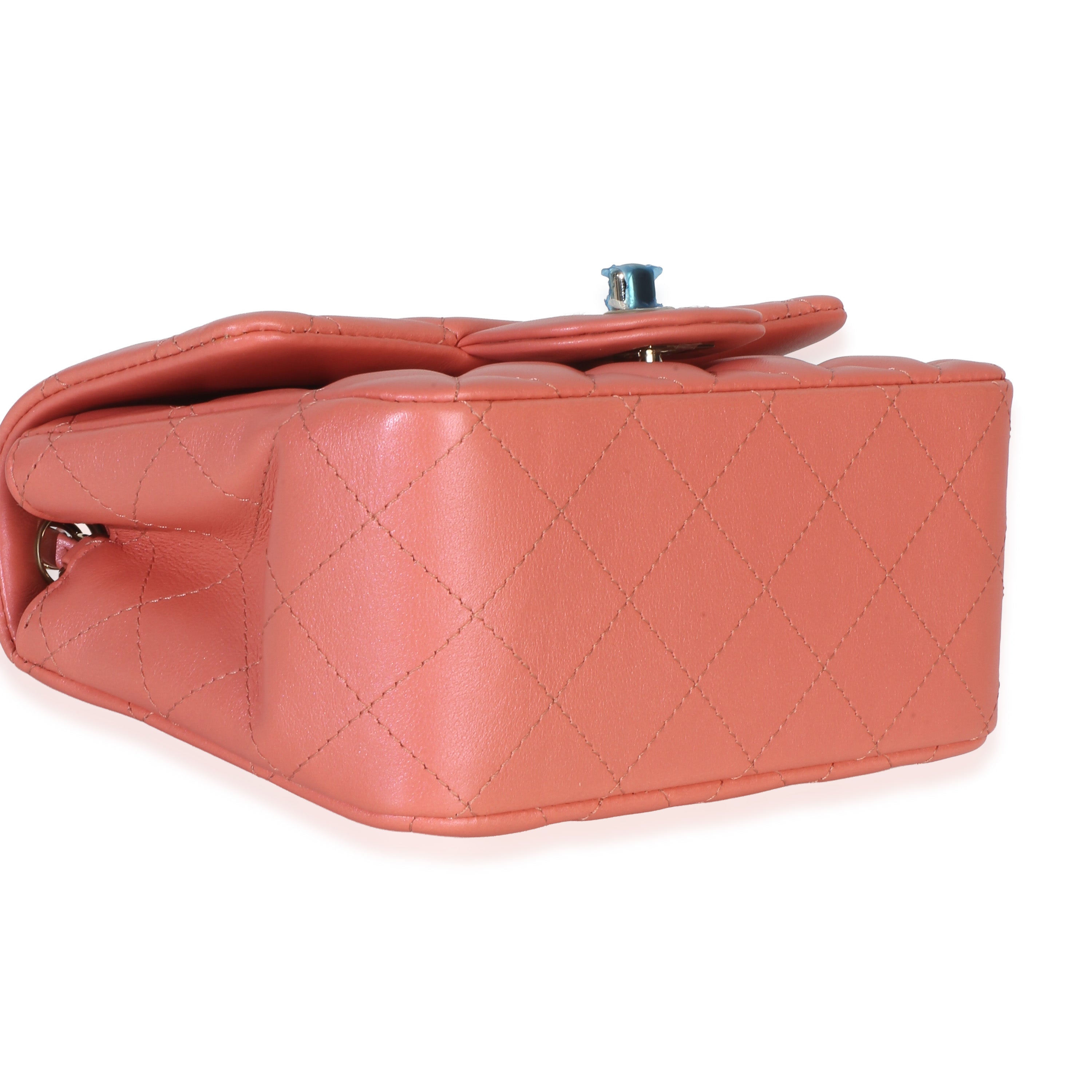 Chanel Iridescent Pink Quilted Lambskin Mini Square Flap
