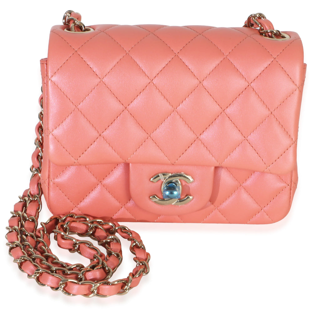 Chanel Iridescent Pink Quilted Lambskin Mini Square Flap