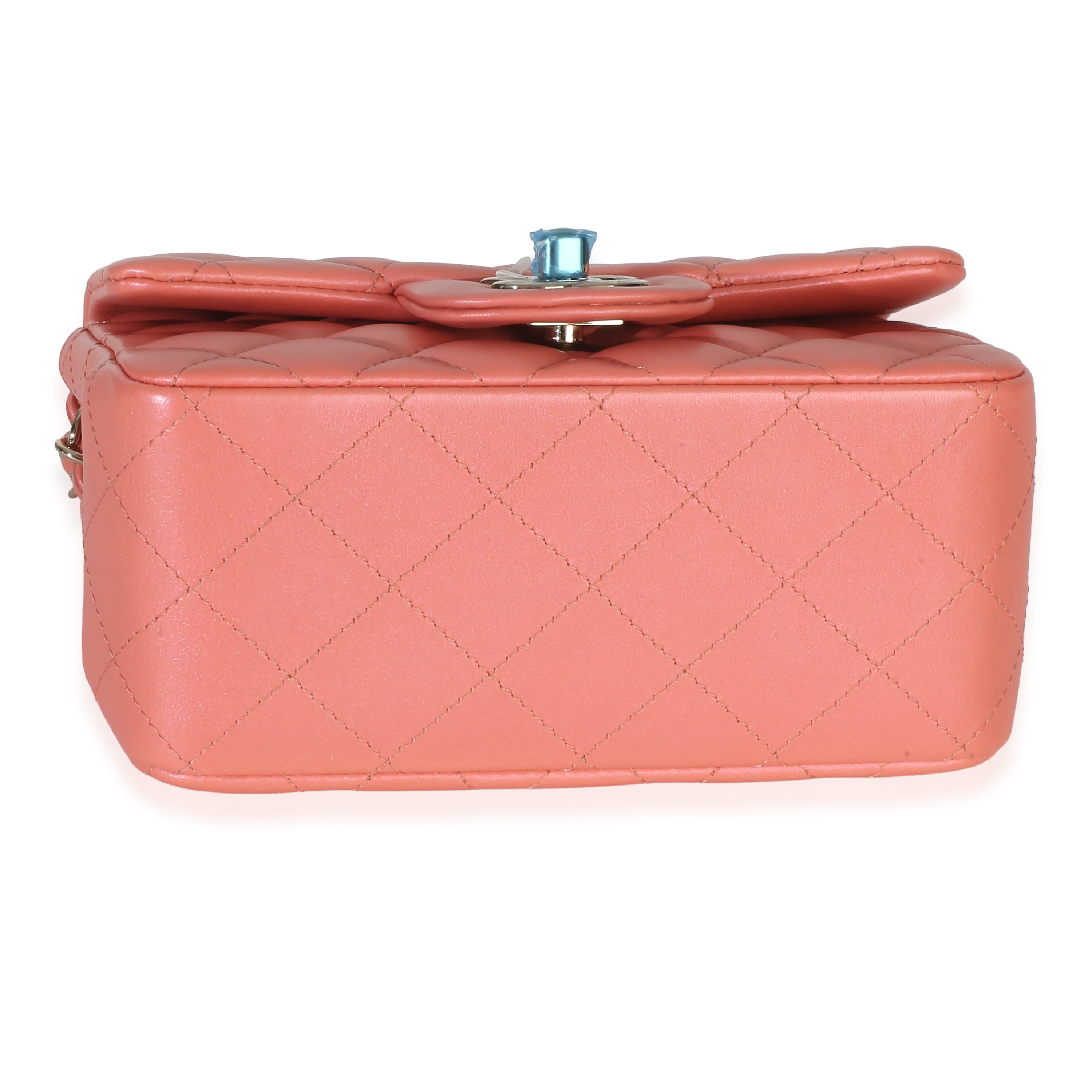 Chanel Iridescent Pink Quilted Lambskin Mini Square Flap
