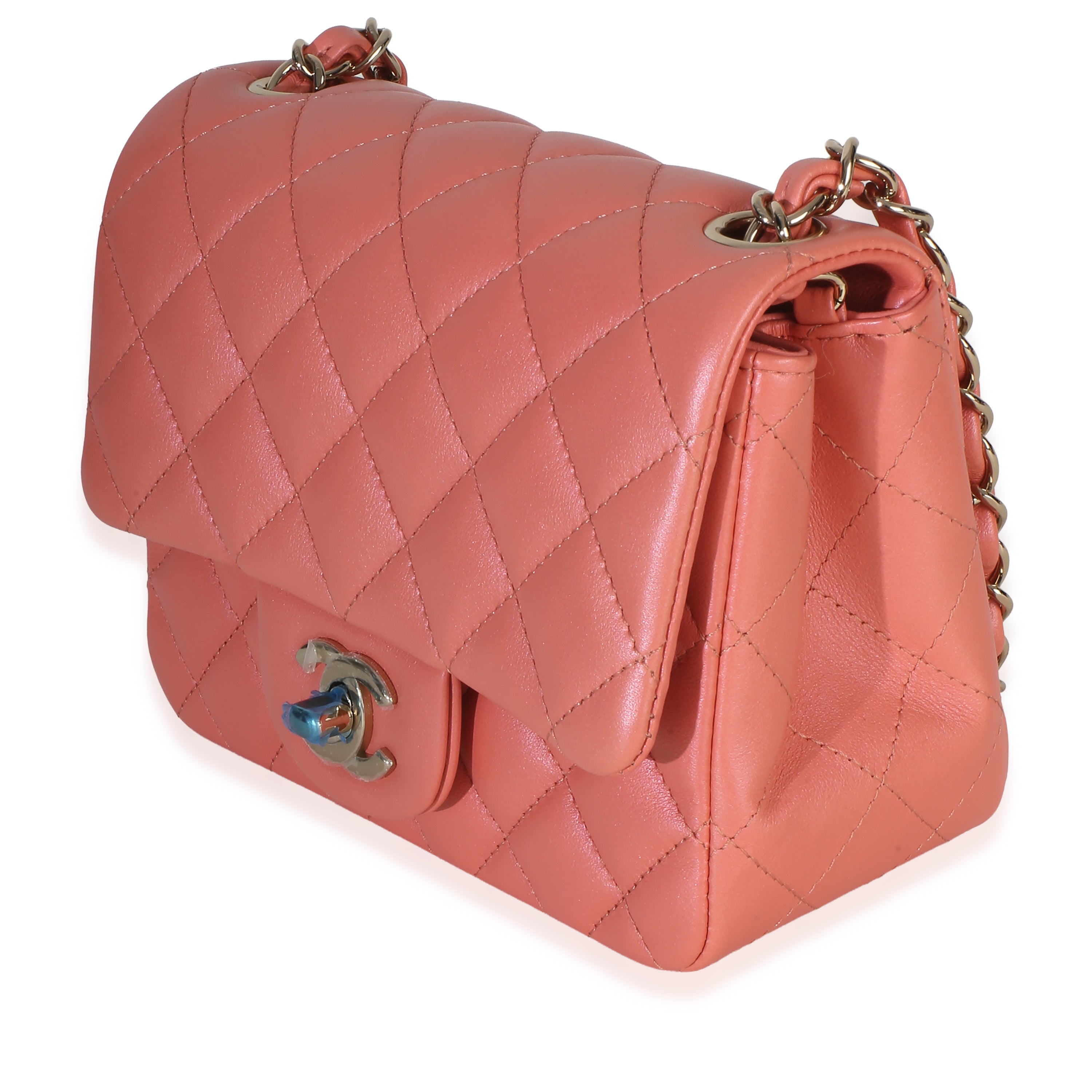 Chanel Iridescent Pink Quilted Lambskin Mini Square Flap