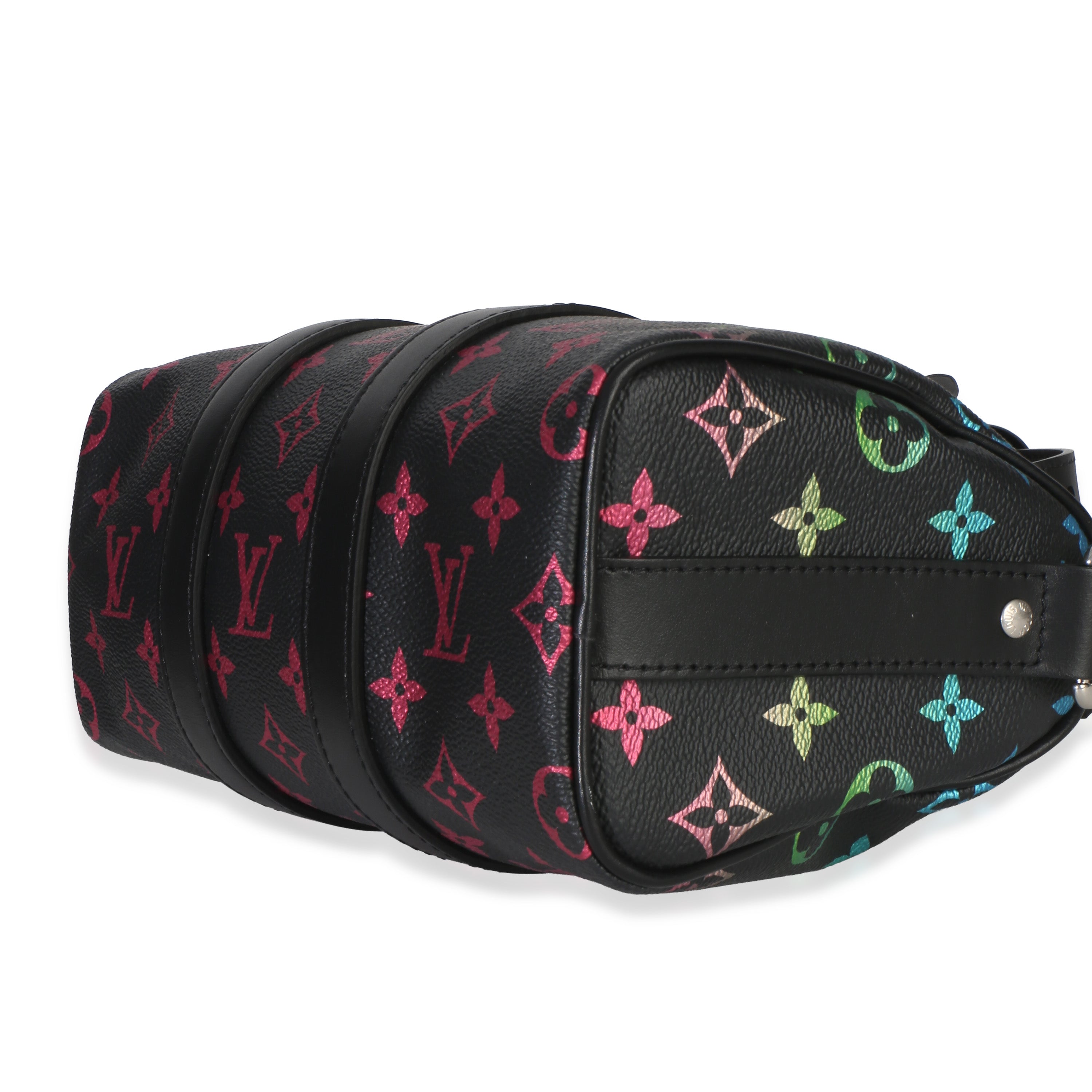 Louis Vuitton Iridescent Black Multicolor Monogram Keepall Bandouliere 25
