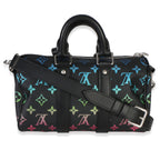 Louis Vuitton Iridescent Black Multicolor Monogram Keepall Bandouliere 25