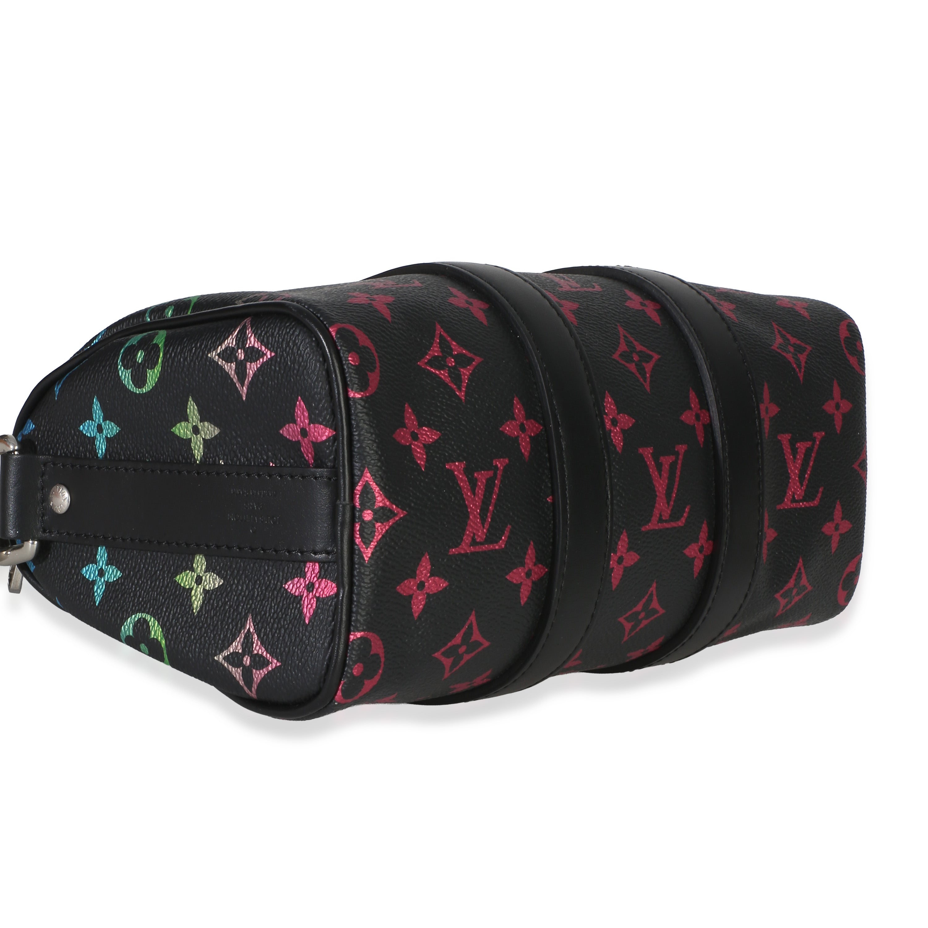 Louis Vuitton Iridescent Black Multicolor Monogram Keepall Bandouliere 25