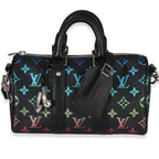 Louis Vuitton Iridescent Black Multicolor Monogram Keepall Bandouliere 25