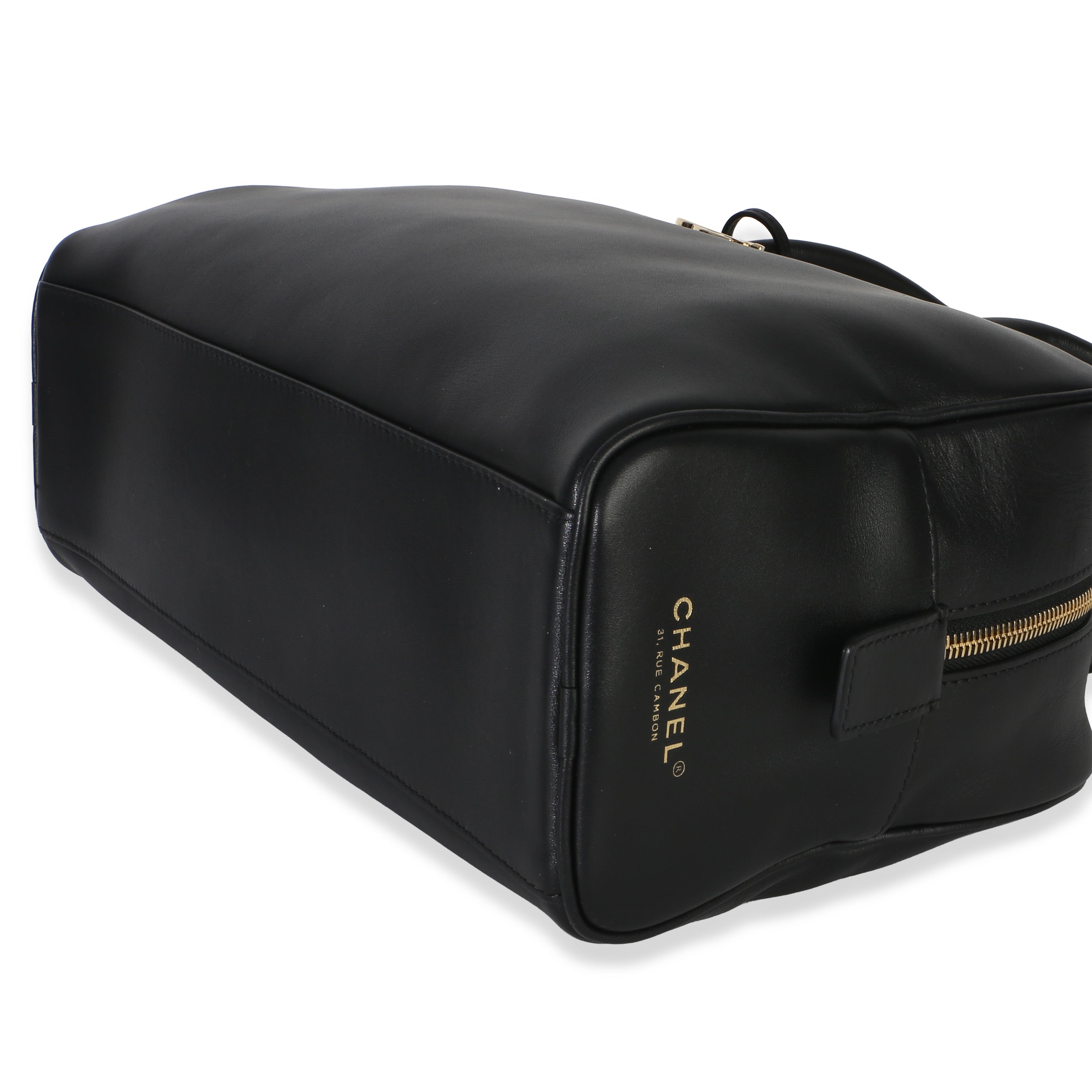 Chanel 26P Black Calfskin Large Bowling Bag
