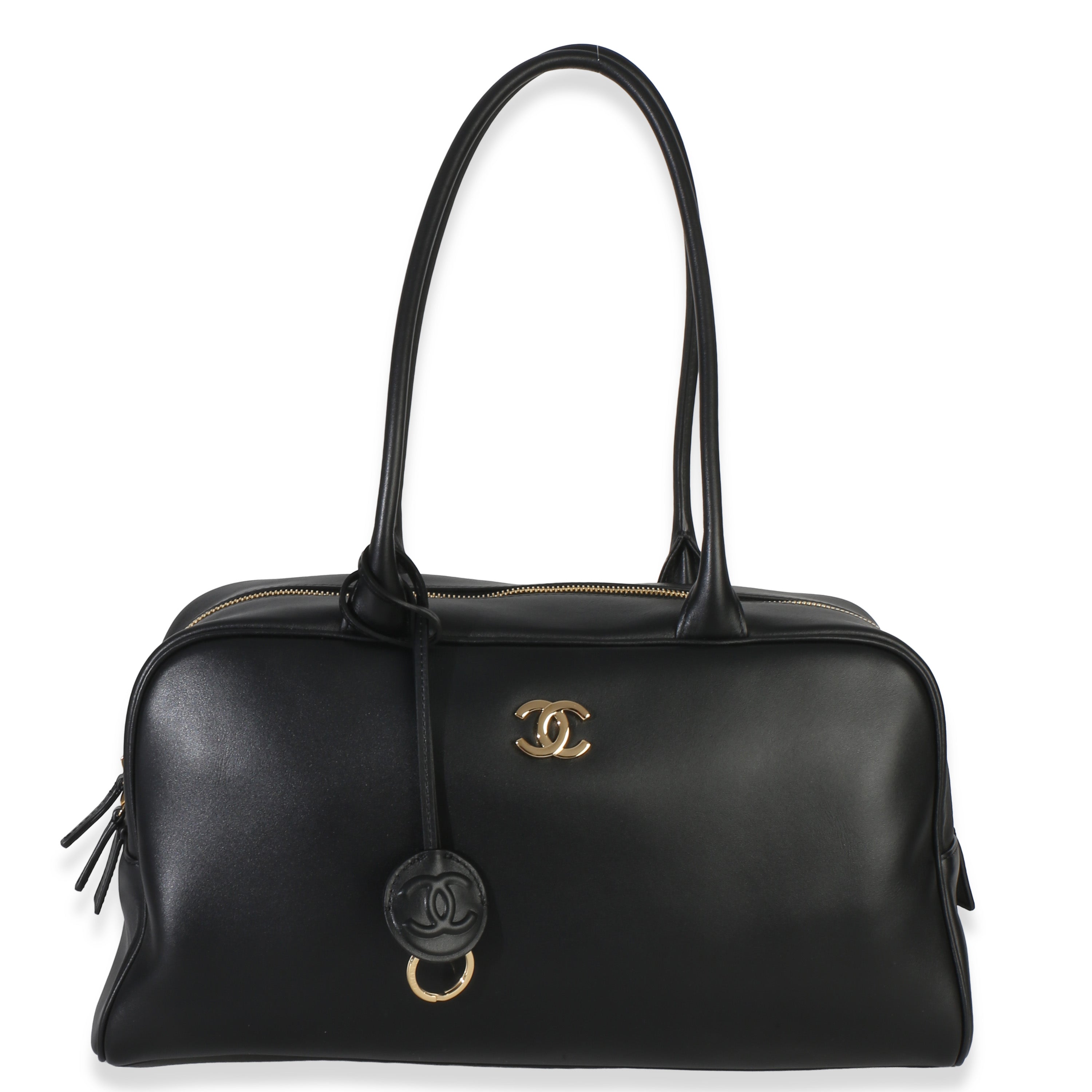 Chanel 26P Black Calfskin Large Bowling Bag