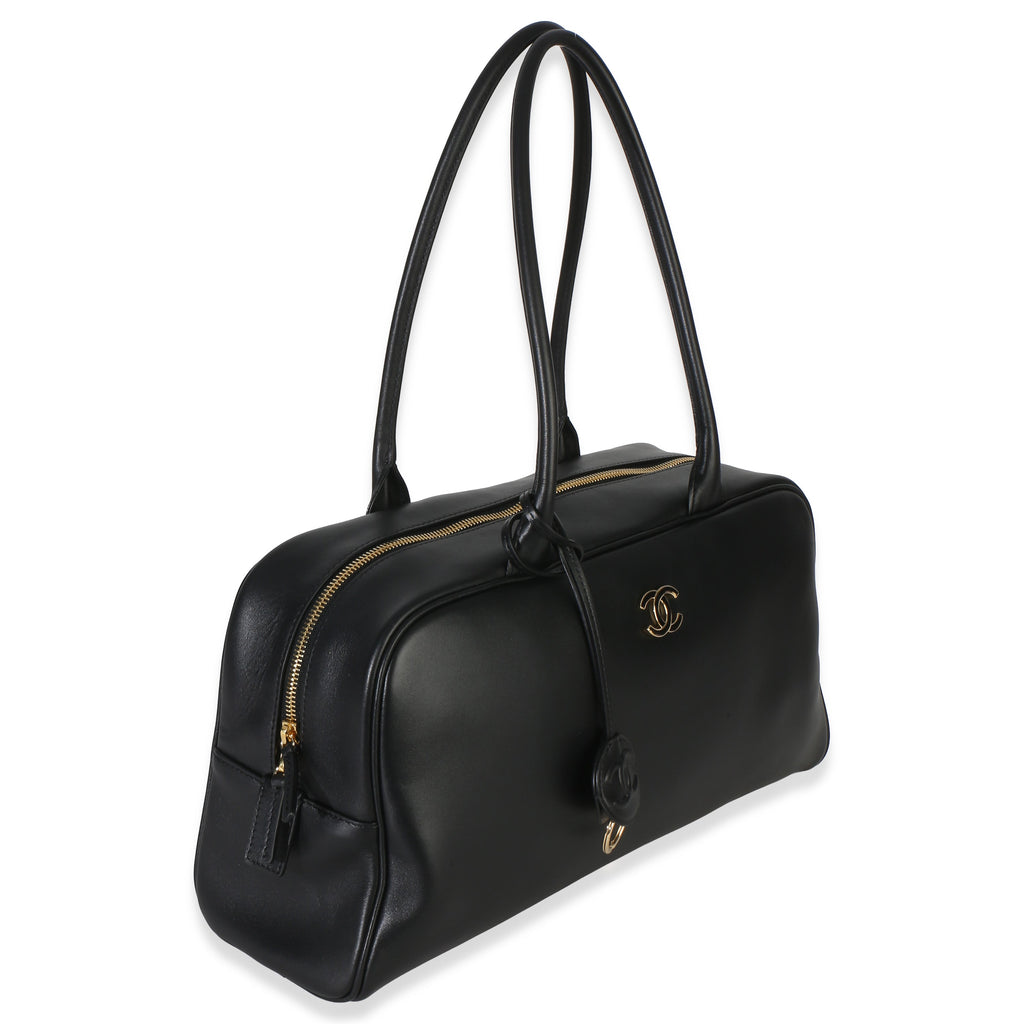 Chanel 26P Black Calfskin Large Bowling Bag