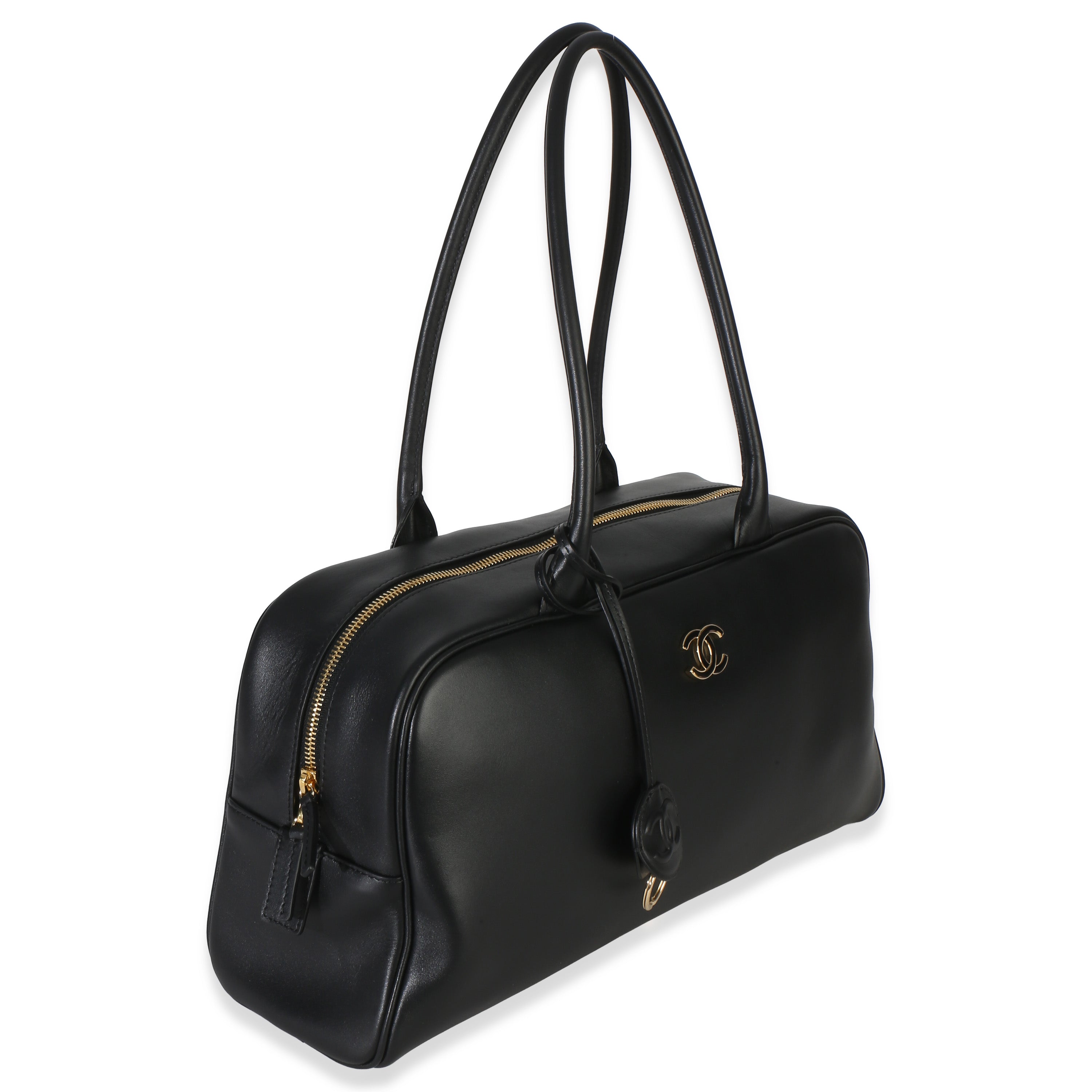 Chanel 26P Black Calfskin Large Bowling Bag