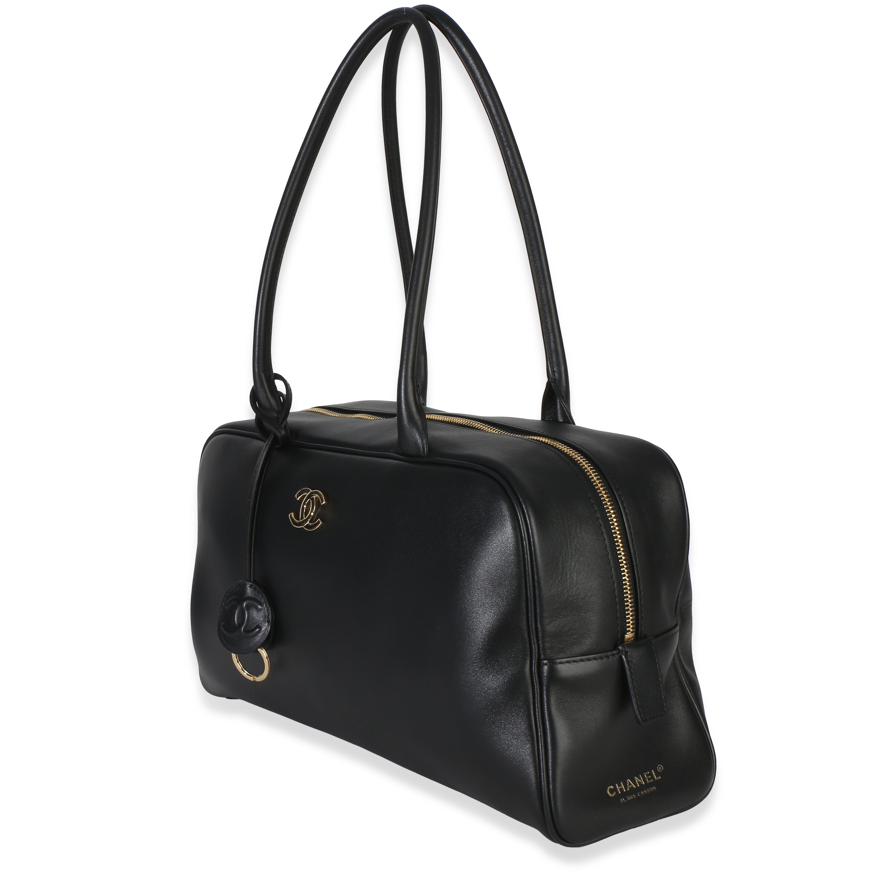Chanel 26P Black Calfskin Large Bowling Bag