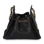 Chanel Black Perforated Calfskin Small Chanel 25 Hobo