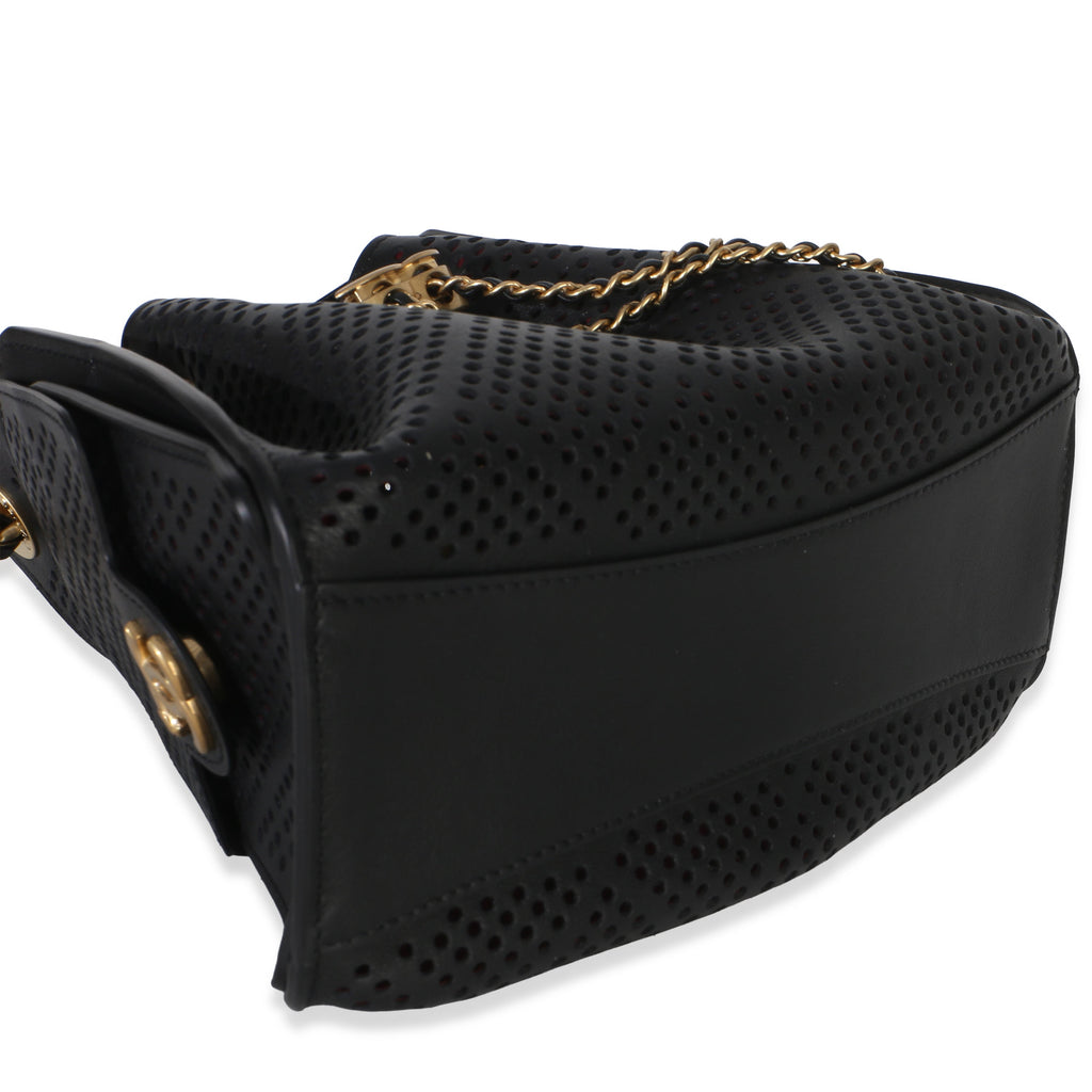Chanel Black Perforated Calfskin Small Chanel 25 Hobo
