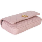 Chanel Light Pink Quilted Caviar Sweetheart Phone Holder With Chain Handbag