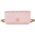 Chanel Light Pink Quilted Caviar Sweetheart Phone Holder With Chain Handbag