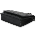 Chanel Black Iridescent Quilted Caviar Classic Wallet On Chain