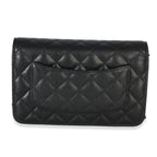 Chanel Black Iridescent Quilted Caviar Classic Wallet On Chain