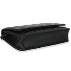 Chanel Black Iridescent Quilted Caviar Classic Wallet On Chain