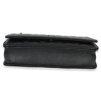 Chanel Black Iridescent Quilted Caviar Classic Wallet On Chain