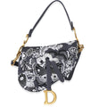 Christian Dior Blue Denim Beaded Butterfly Medium Saddle Bag