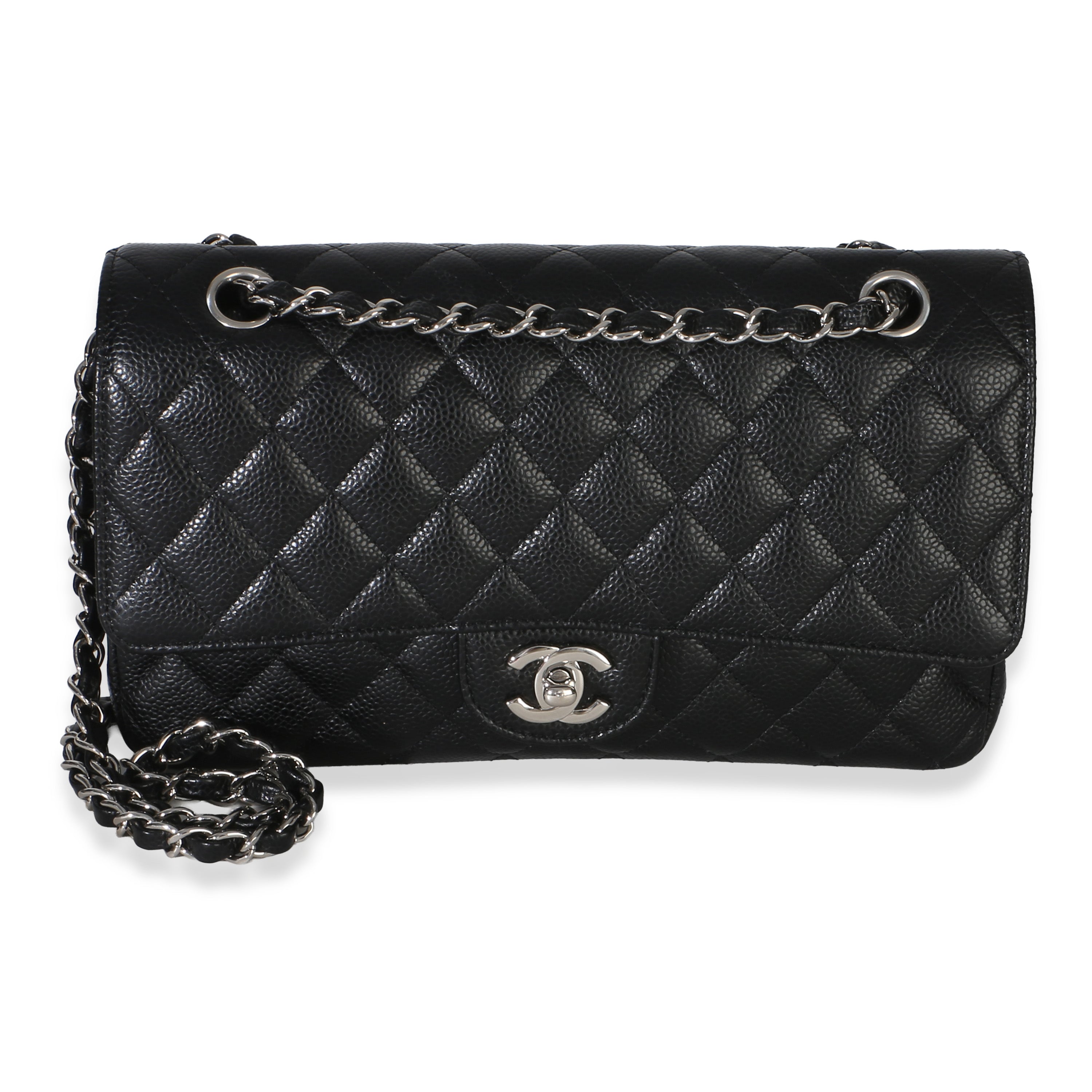 Chanel Black Quilted Caviar Medium Classic Double Flap Bag