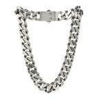 Saint Laurent Metal Curb Chain Necklace Oxidized Silver