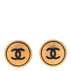 Chanel CC Clip On Earrings Black Gold